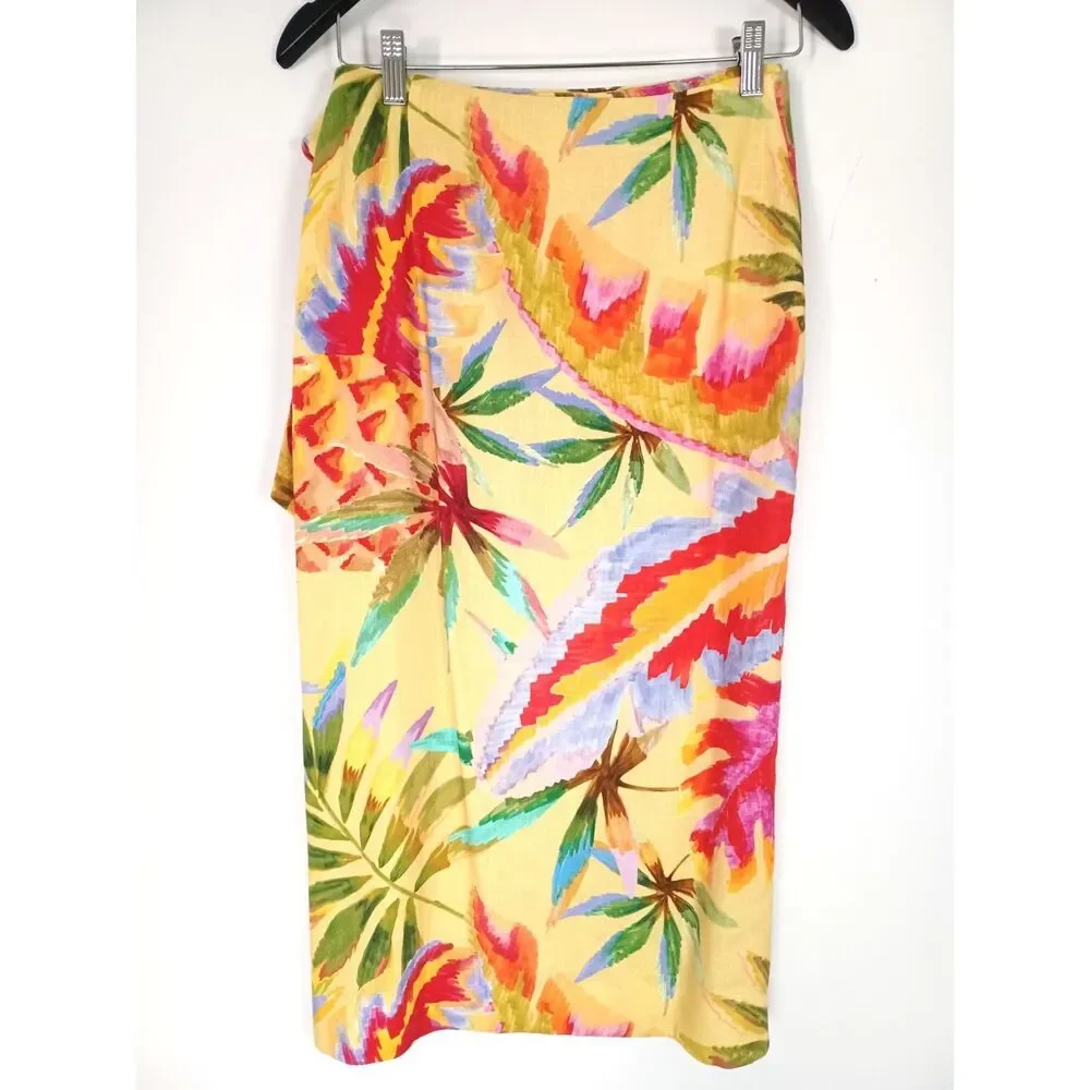 Sezane Farm Rio Skirt Floral Maxi Tropical Boho Cruise‎ Artsy Resort Size 36